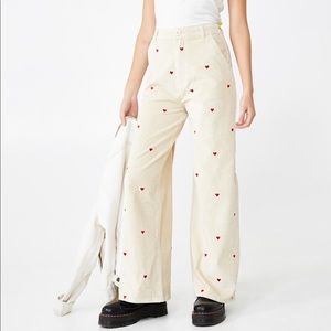 Lazy Oaf Corduroy Heart Pants NWT